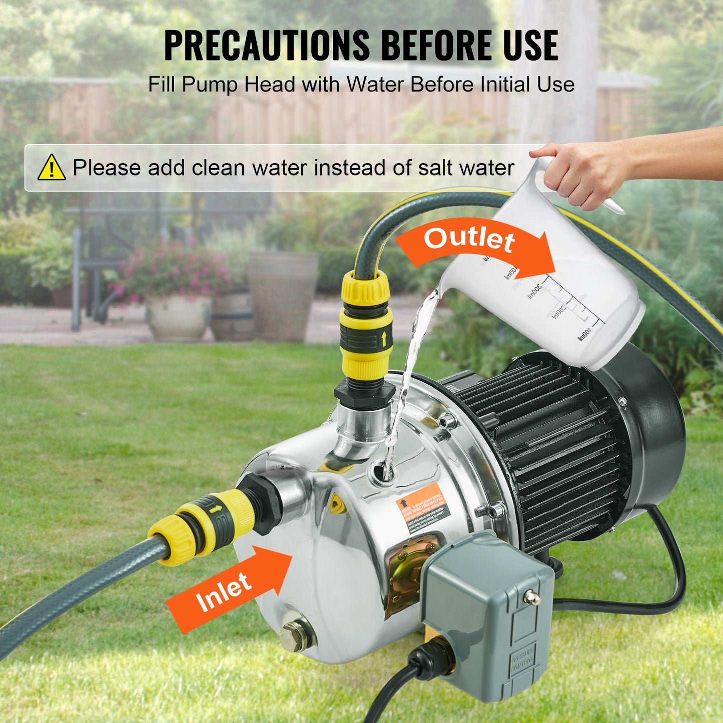 3/4HP Stainless Steel Shallow Well Jet Pump 115V 18.5 GPM 131 FT Head Irrigation Water Pump