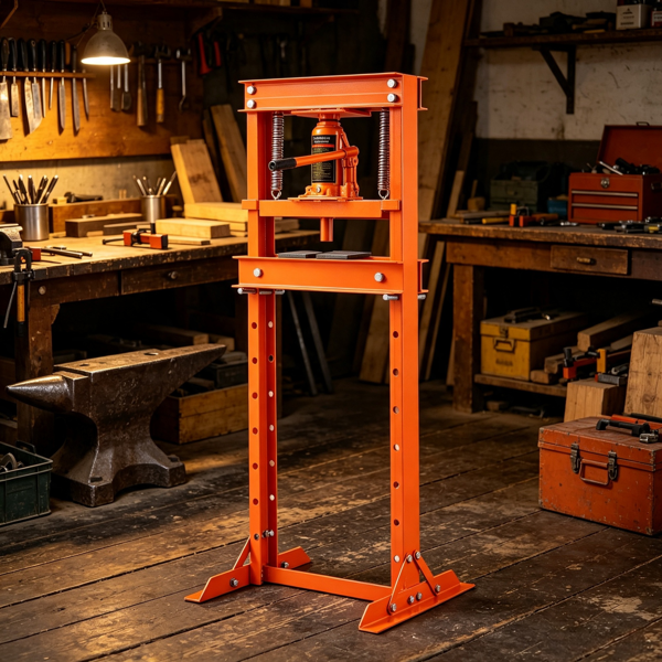 12 Ton Hydraulic Shop Press with Adjustable Frame for Garage & Workshop