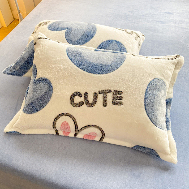 Fleece-Lined Double-Sided Winter Pillowcase - Coral Fleece, 48x74cm, Multiple Styles