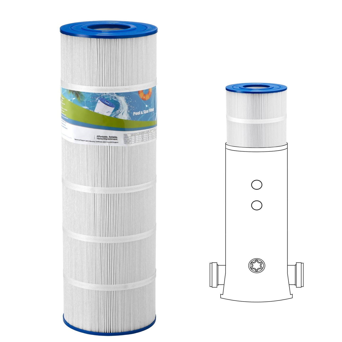 Pool Filter Cartridge 175 Sq. Ft. Compatible with Hayward Pleatco C1750 - Blue