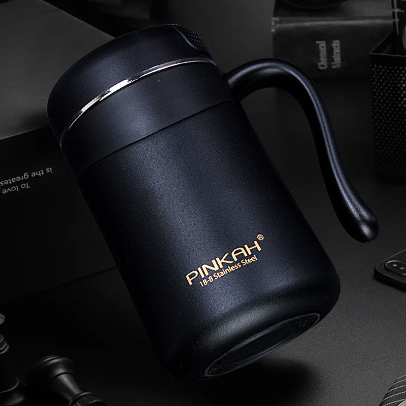 350ml Office Mug with Handle and Tea Drain, Insulated Drinkware
