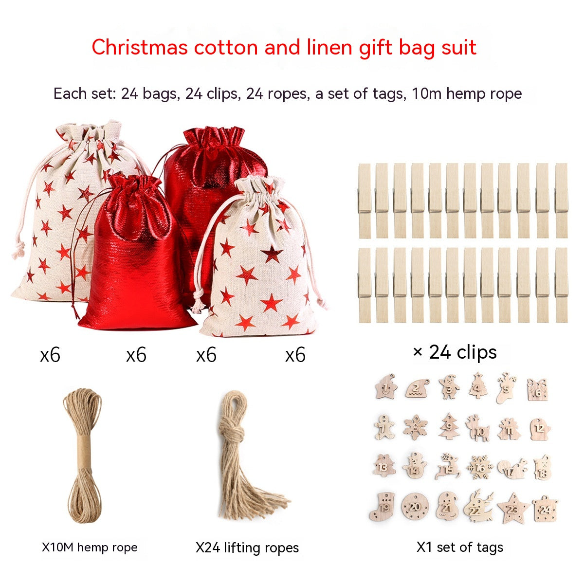 Christmas Linen Gift Bag Kit with Digital & Sticker Variants - Festive Home Decor
