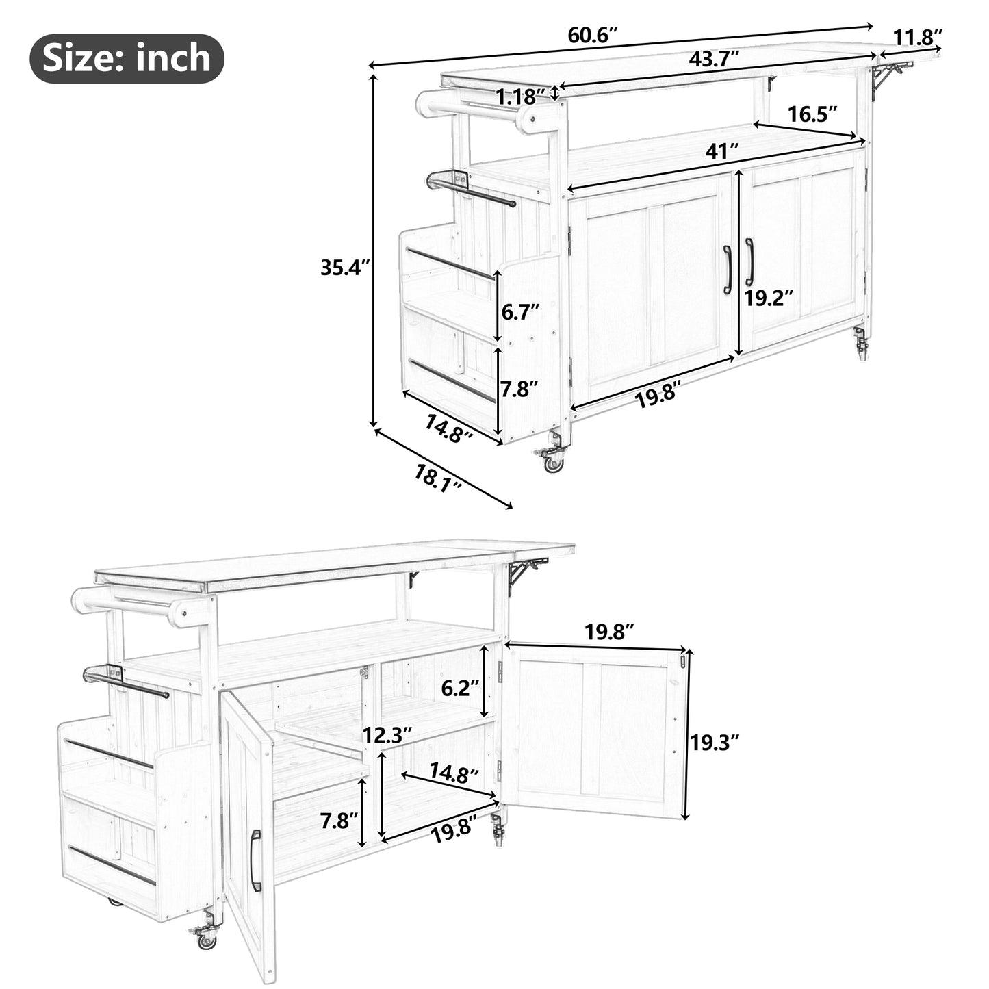 Foldable Outdoor Kitchen Island Patio Mobile Cart Portable Cooking