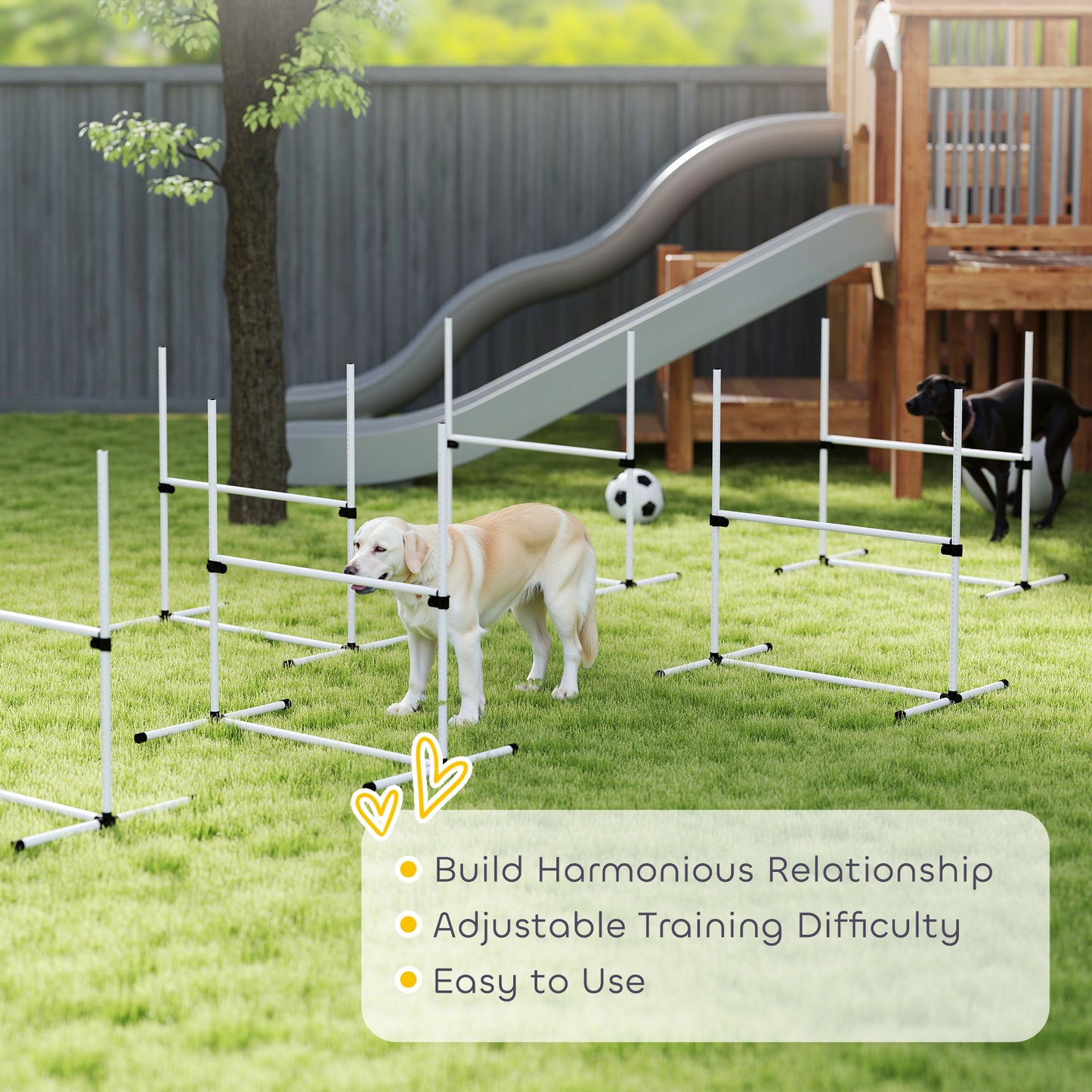 6-Piece Adjustable Dog Agility Jump Set with Carry Bag - White