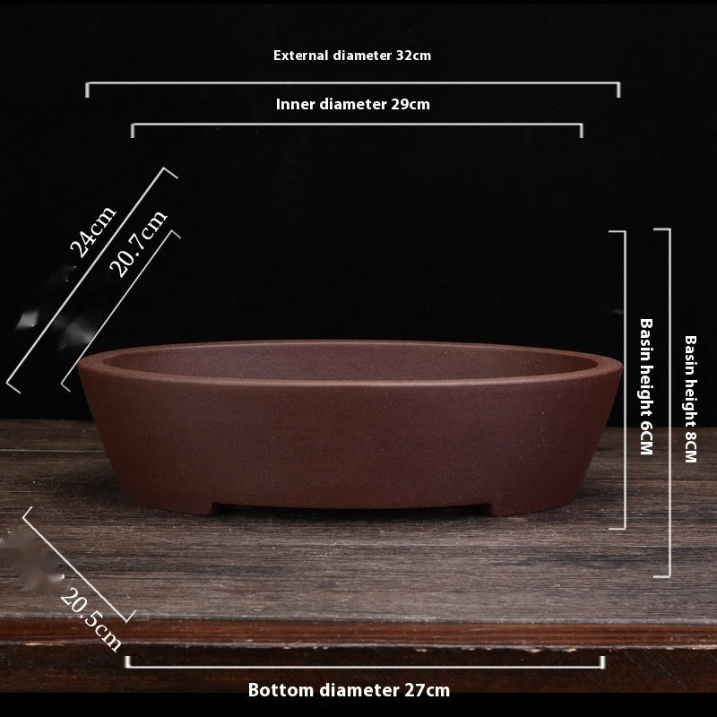 Purple Ceramic Square Plant Pot for Desktop & Floor Bonsai Display