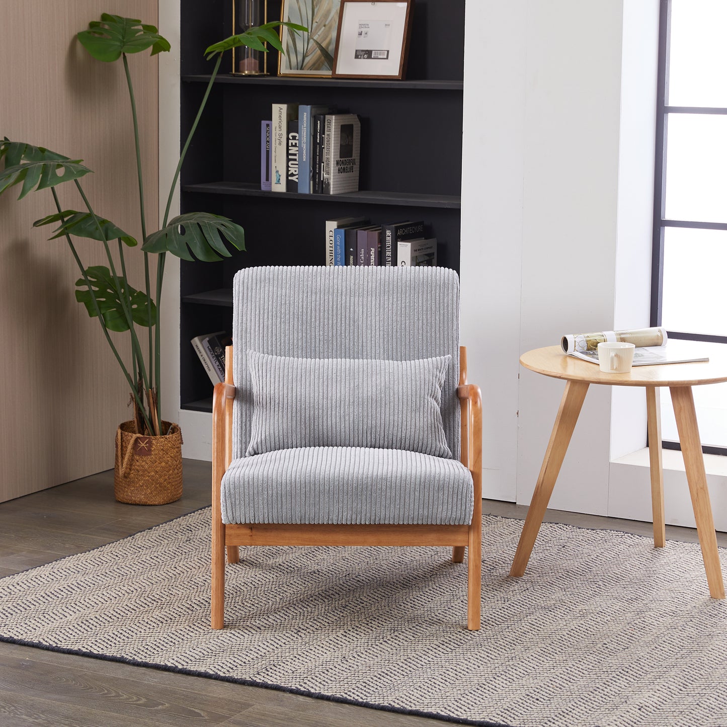 Mid-Century Modern Upholstered Accent Chair - Light Gray