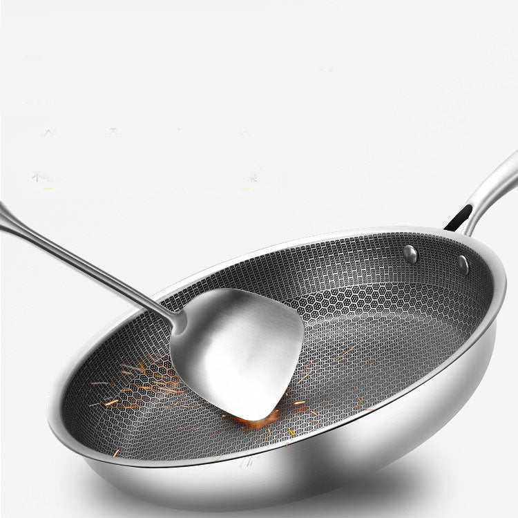 Stainless Steel Non-Stick Frying Pan with Honeycomb Design, 28cm or 30cm