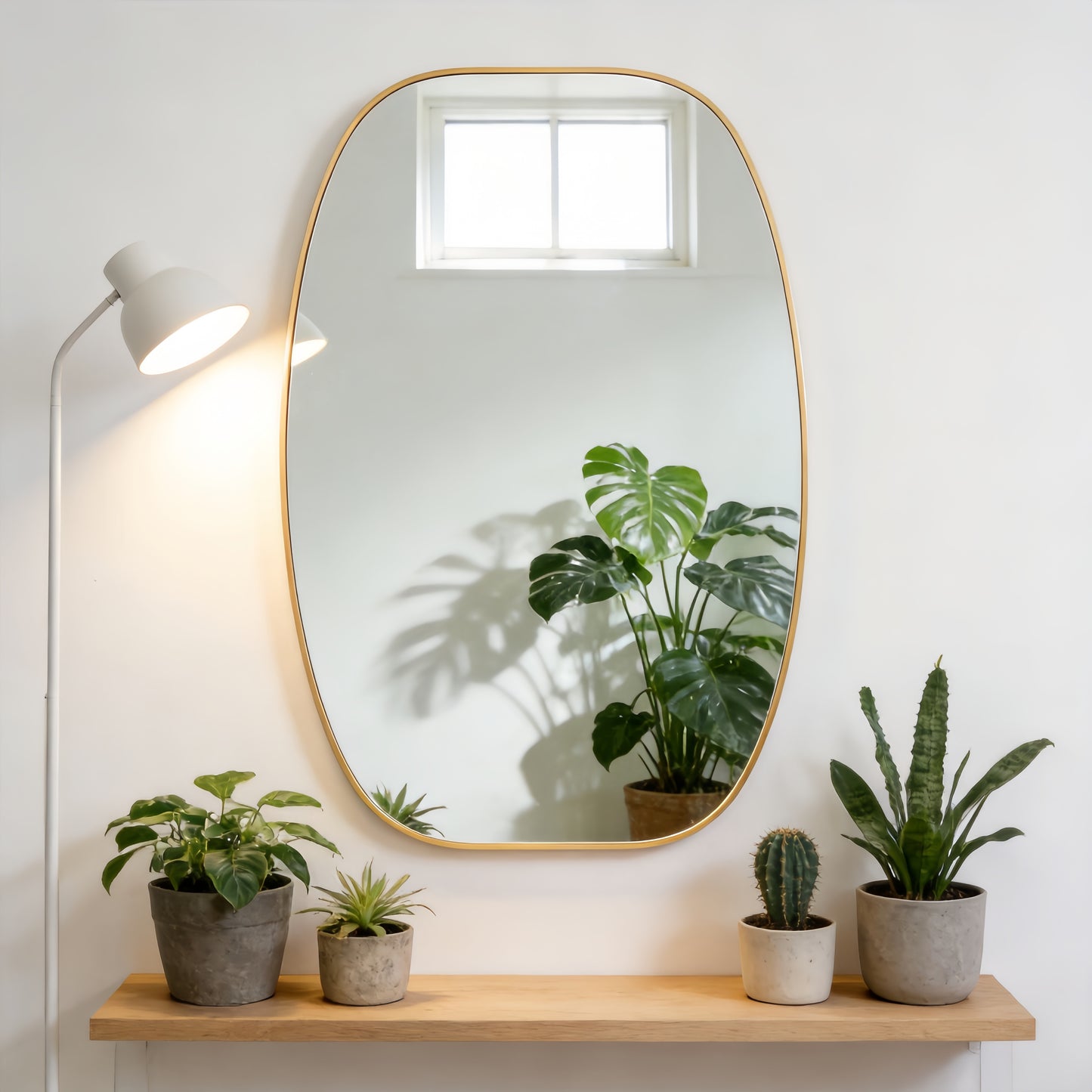 30x48 Inch Gold Metal Framed Oval Bathroom Mirror for Wall