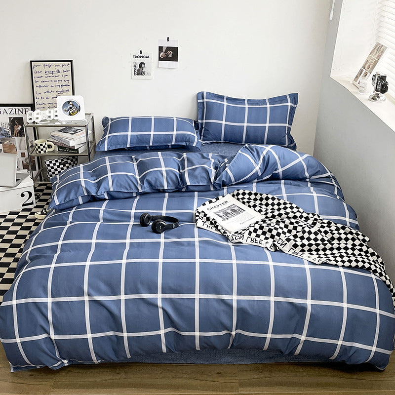 Four-Piece Bed Sheet Quilt Cover Set with Botanical Pattern - Multiple Sizes & Styles