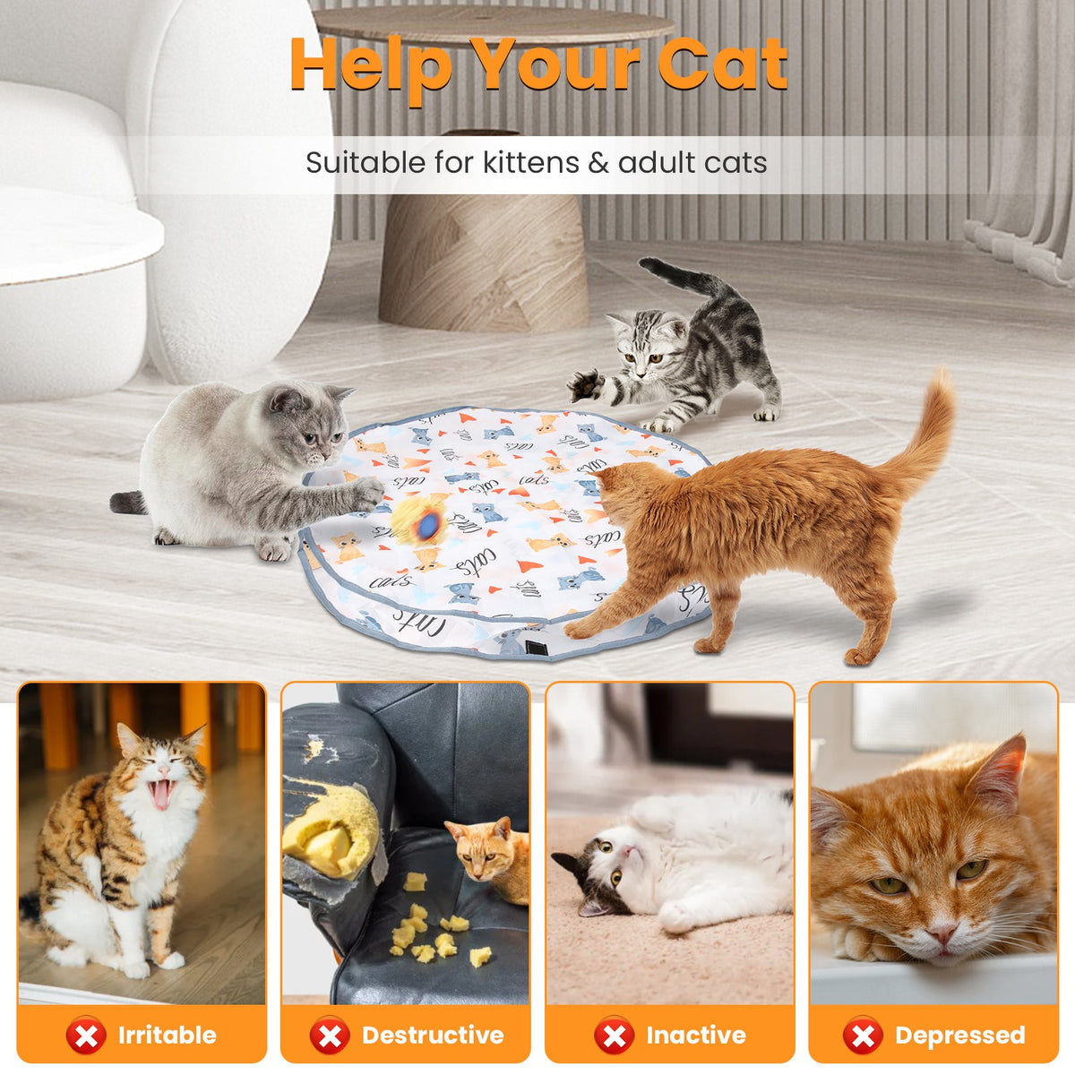 Interactive Cat Toy Ball with Rechargeable Motion Activation for Indoor Cats