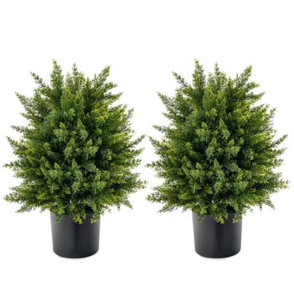 2-Pack 21.5" Artificial Cedar Ball Trees - Lifelike Green Decor
