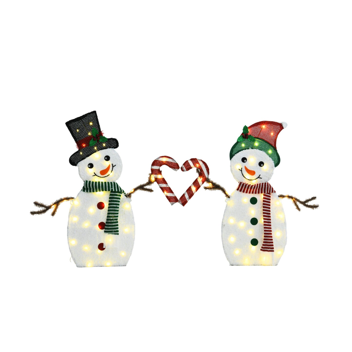 Heart-Shaped Snowman LED Lights for Holiday Decor