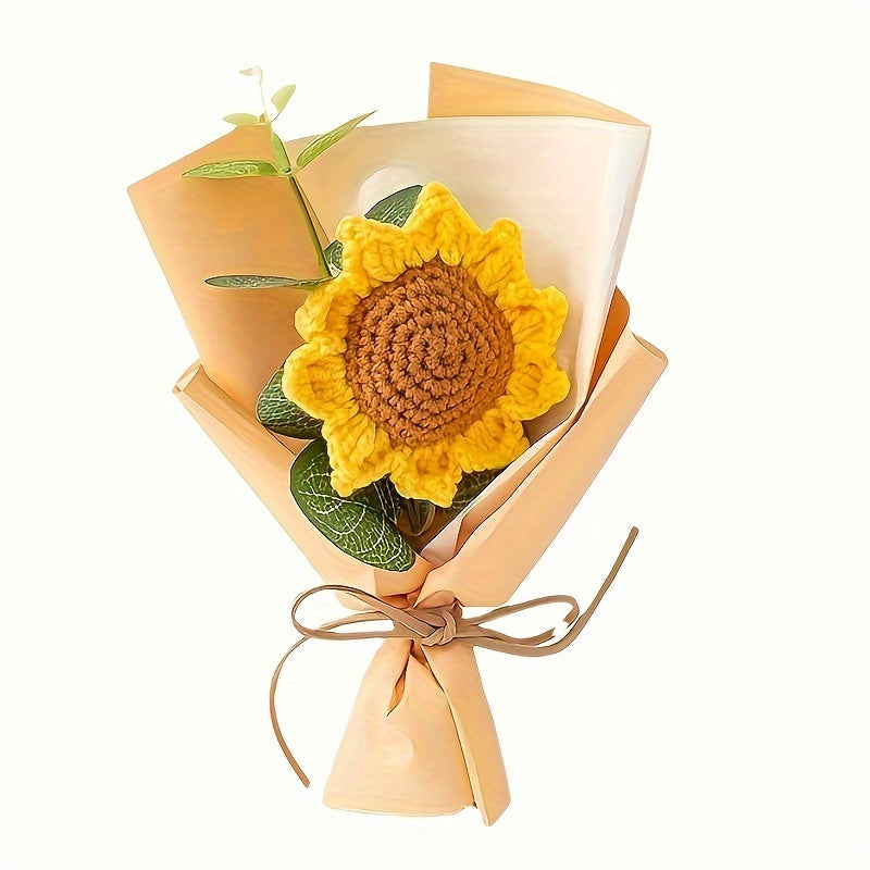 Knitted Sunflower Bouquet - Handmade Artificial Flowers