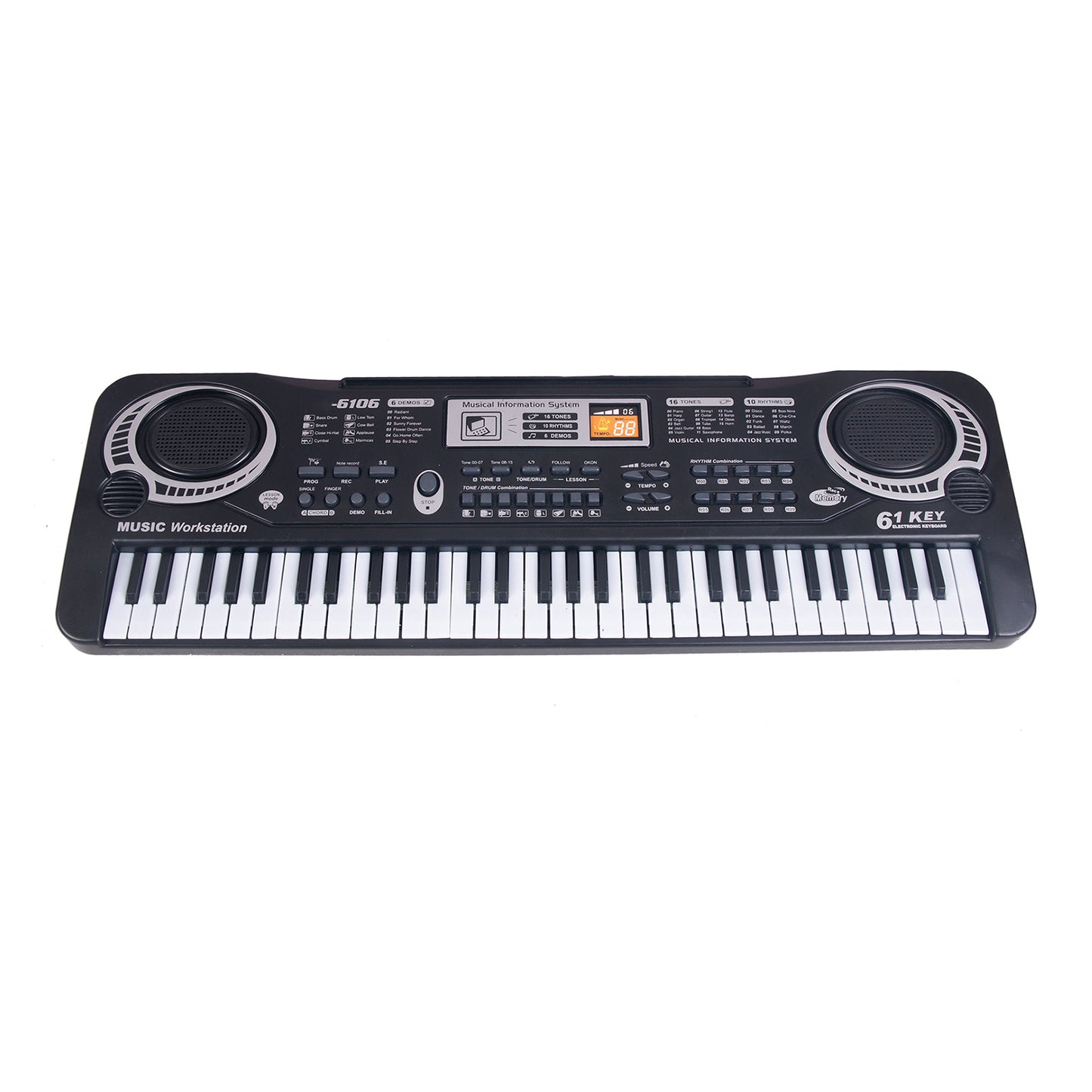 61-Key Digital Music Keyboard for Kids - Black Electric Piano