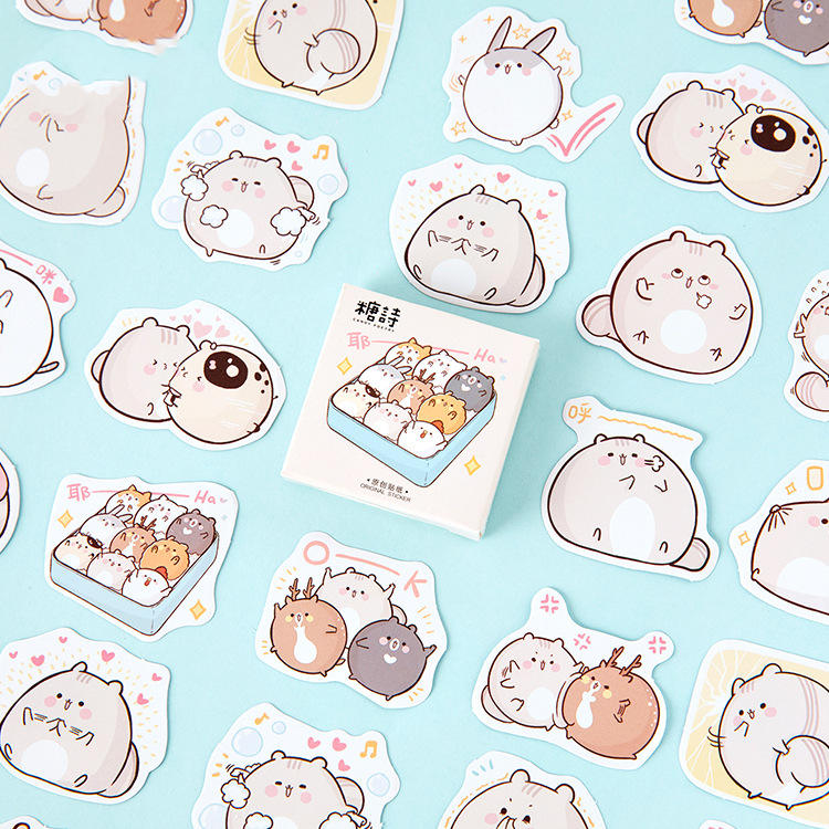 Little Fat Mouse Hand Account Notebook with Decorative Stickers - 45 Pieces