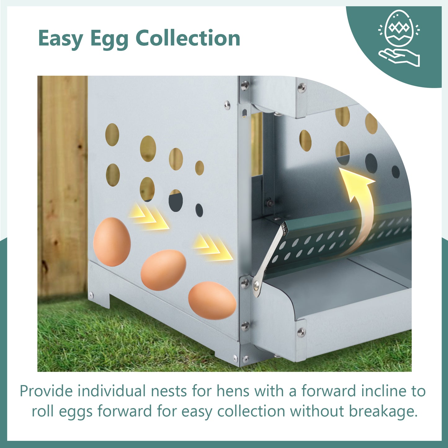 4-Compartment Galvanized Steel Chicken Nesting Box Wall Mount Egg Laying Coop with Green Finish