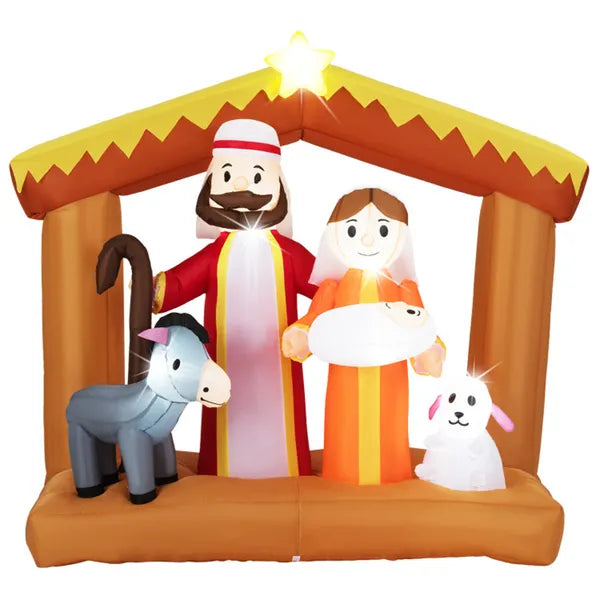 6ft Inflatable Nativity Scene with LED Lights - Weather-Resistant