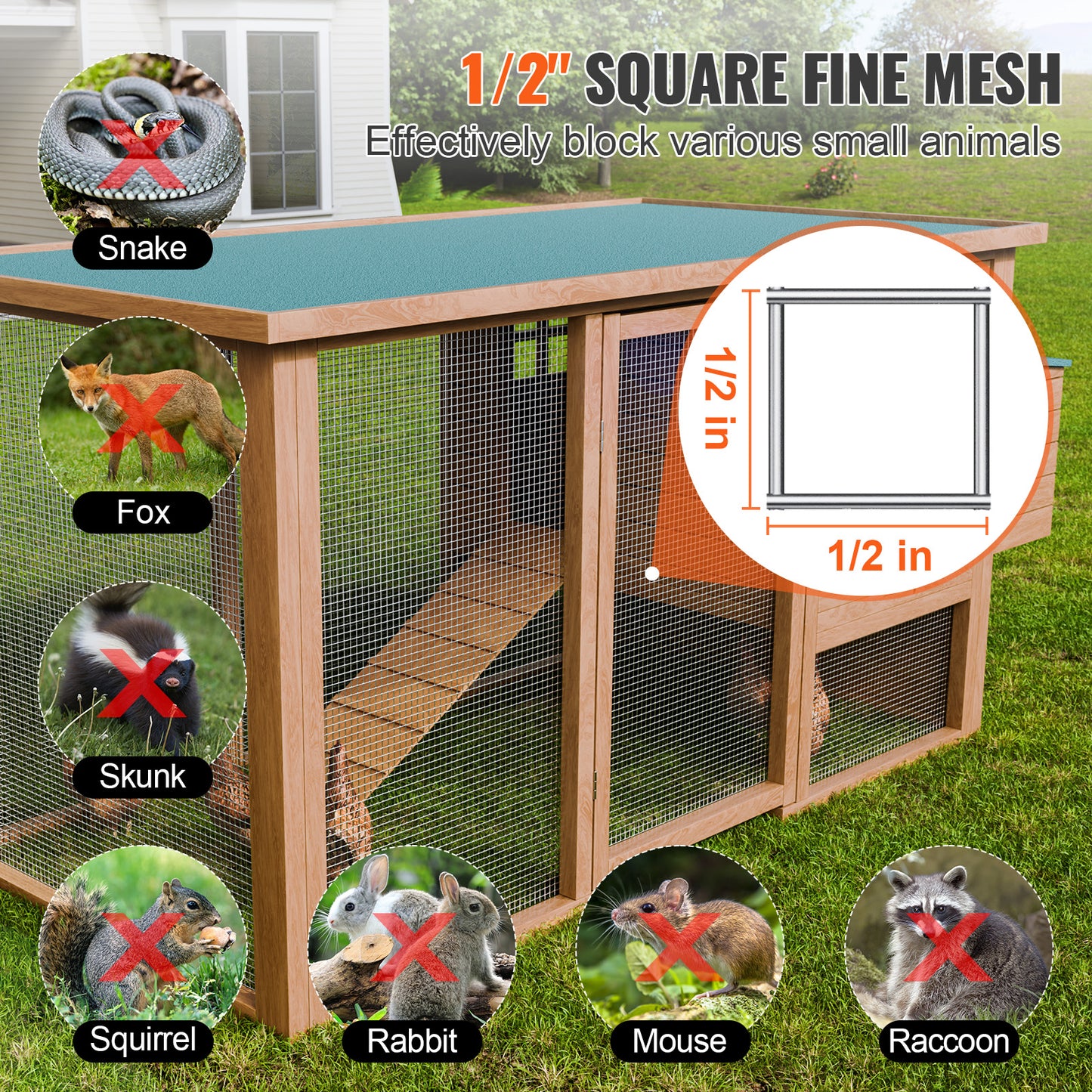 1/2 Inch Galvanized Chicken Wire Fence Roll - 36x100 Ft Garden Mesh, Welded Poultry Netting