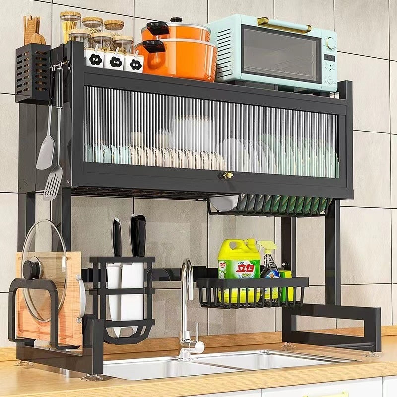Kitchen Countertop Cabinet Shelf - Modern Steel Storage Organizer