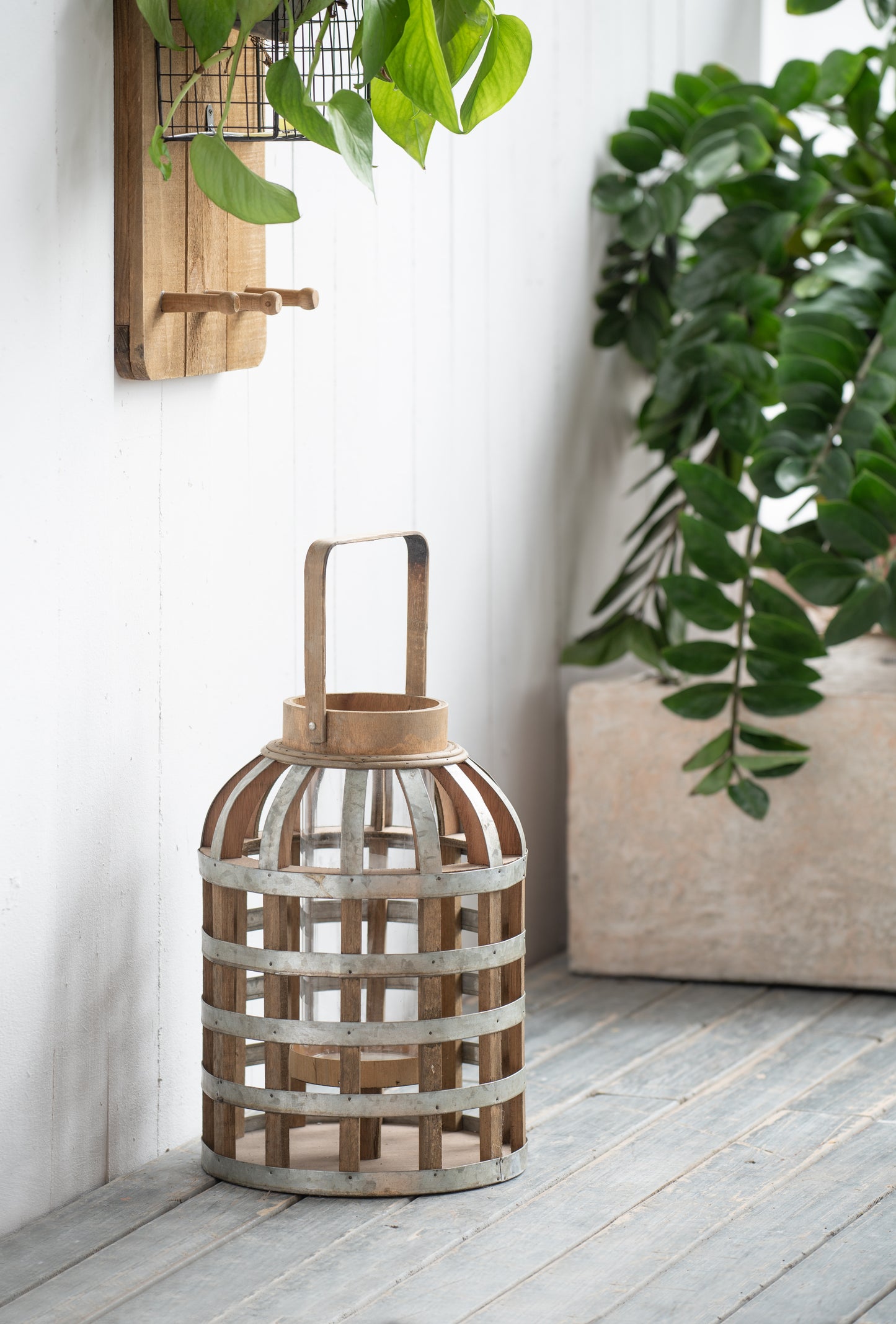 Decorative Lantern With Handle, Wooden For Indoor Outdoor, Home