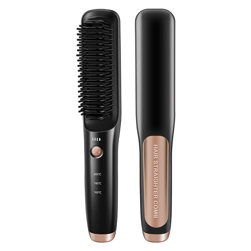 Dual-Use Wireless Hair Comb and Straightener for Curly and Straight Hair