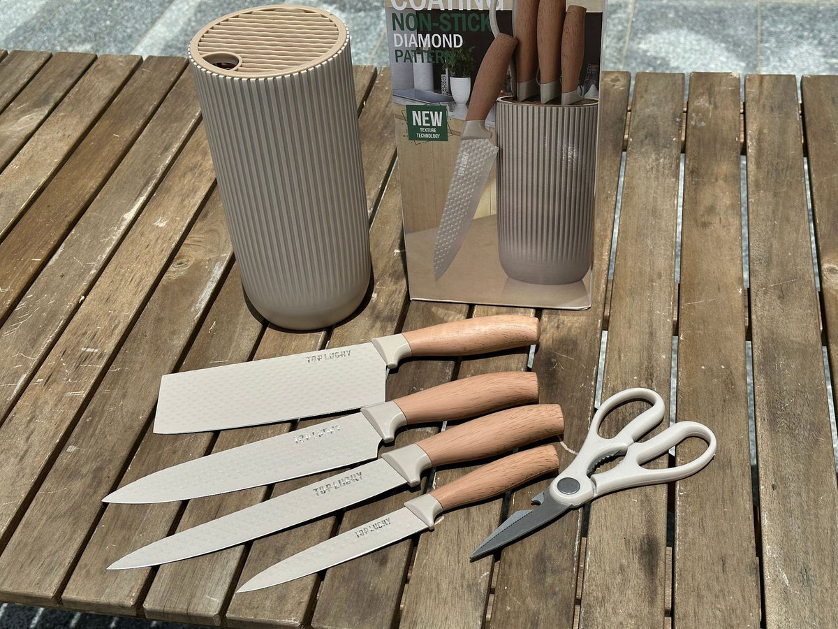 Kitchen Knife Set Stainless Steel Dish Knife and Scissors - 5-Piece
