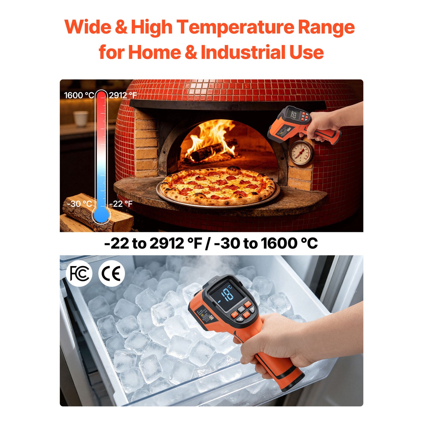 Infrared Thermometer Gun - Dual-Mode Non-Contact Temp Gun for Metal & Industry