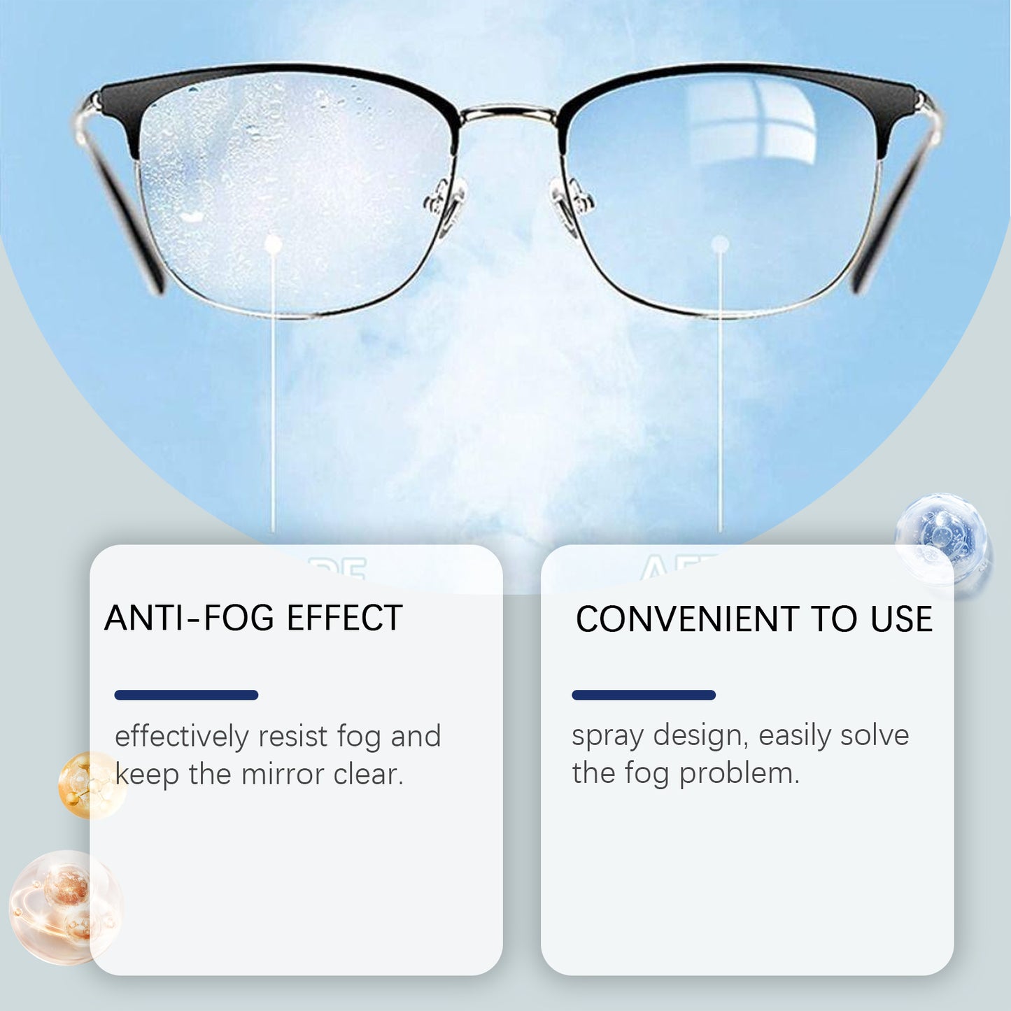 Anti-Fog Spray for Glasses - Waterproof Lens Cleaner