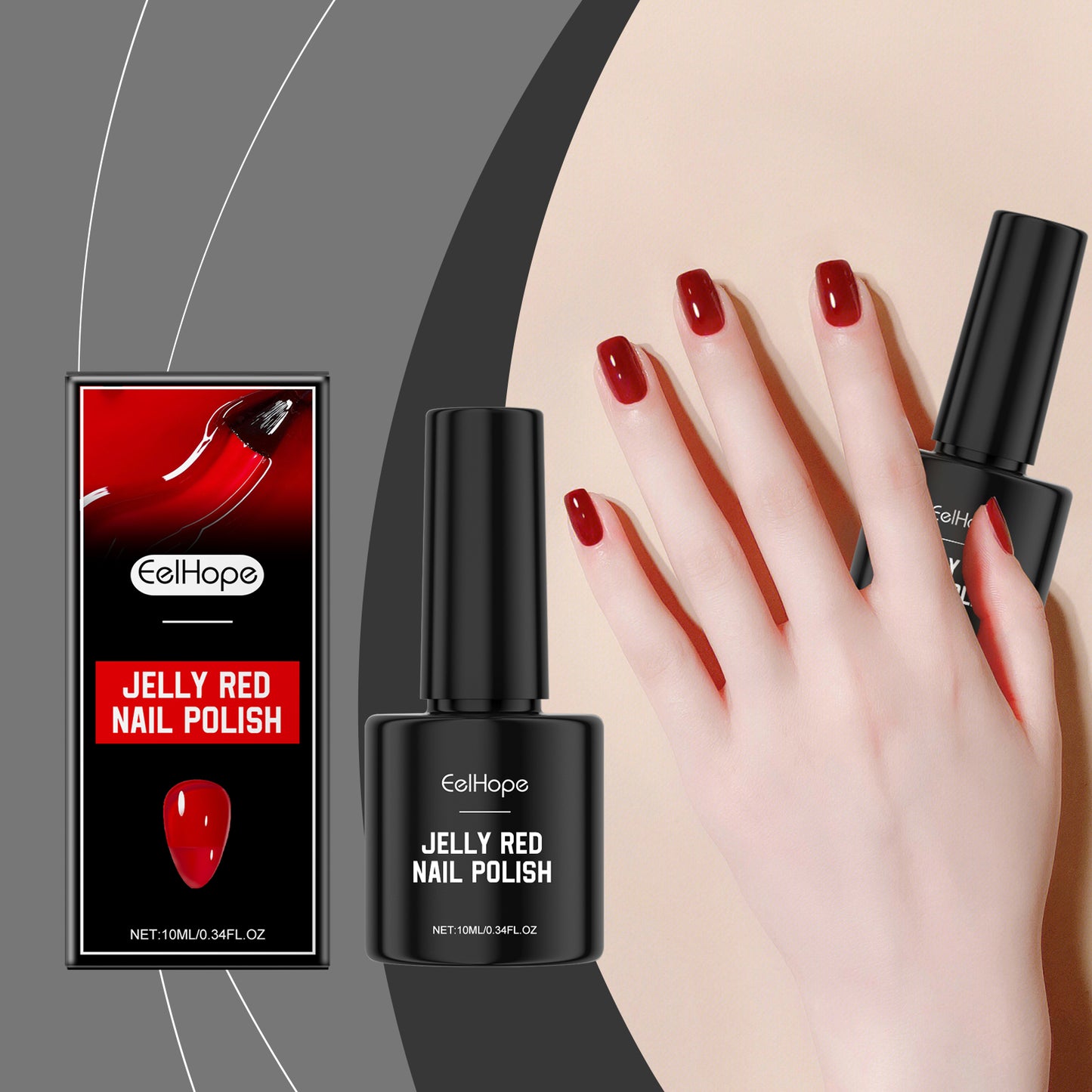 Red Jelly Nail Polish - Long-Lasting Quick-Dry Vitamin Enriched Formula