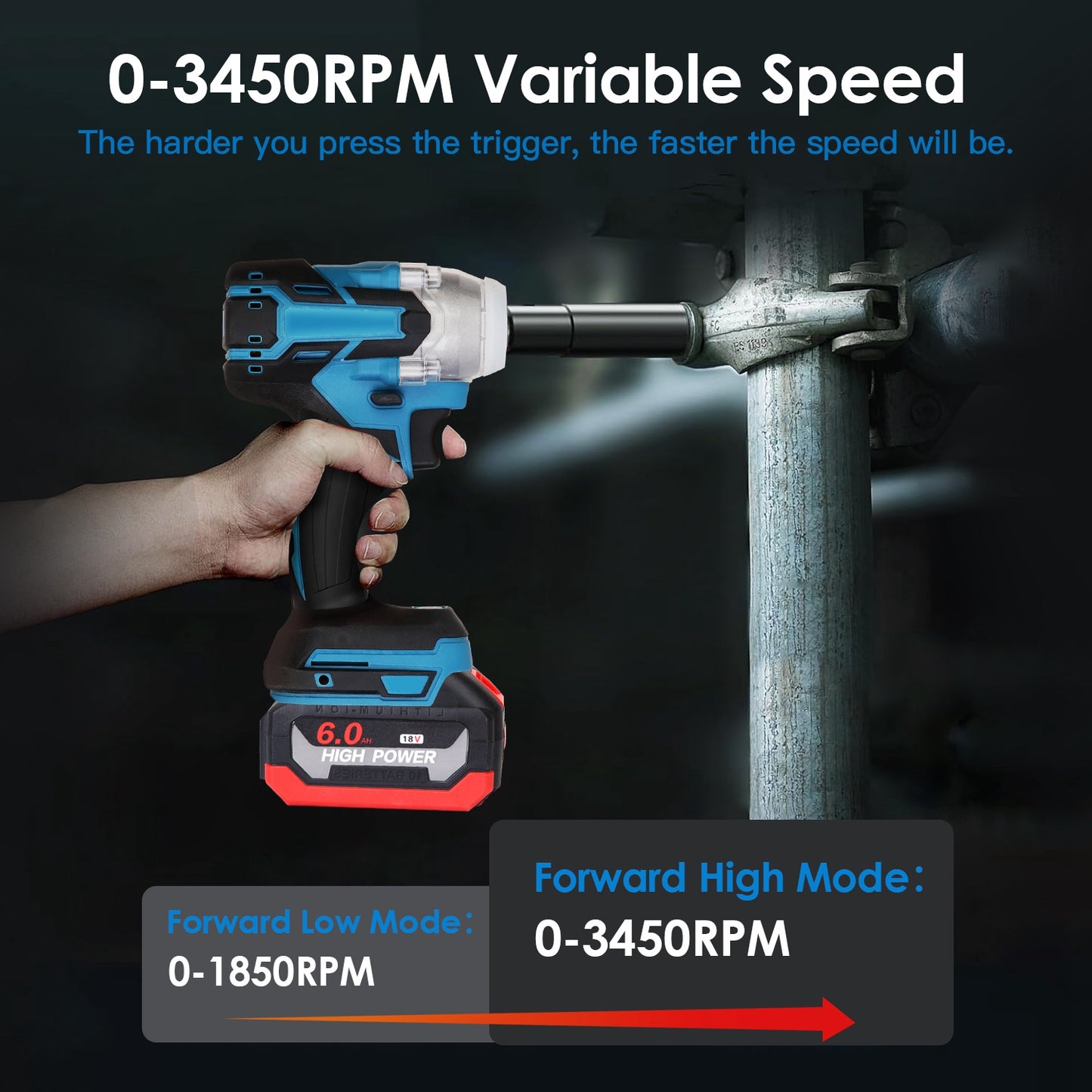 Cordless Impact Wrench 3-in-1 Brushless Power Tool with 2 Batteries, Sockets & Bits