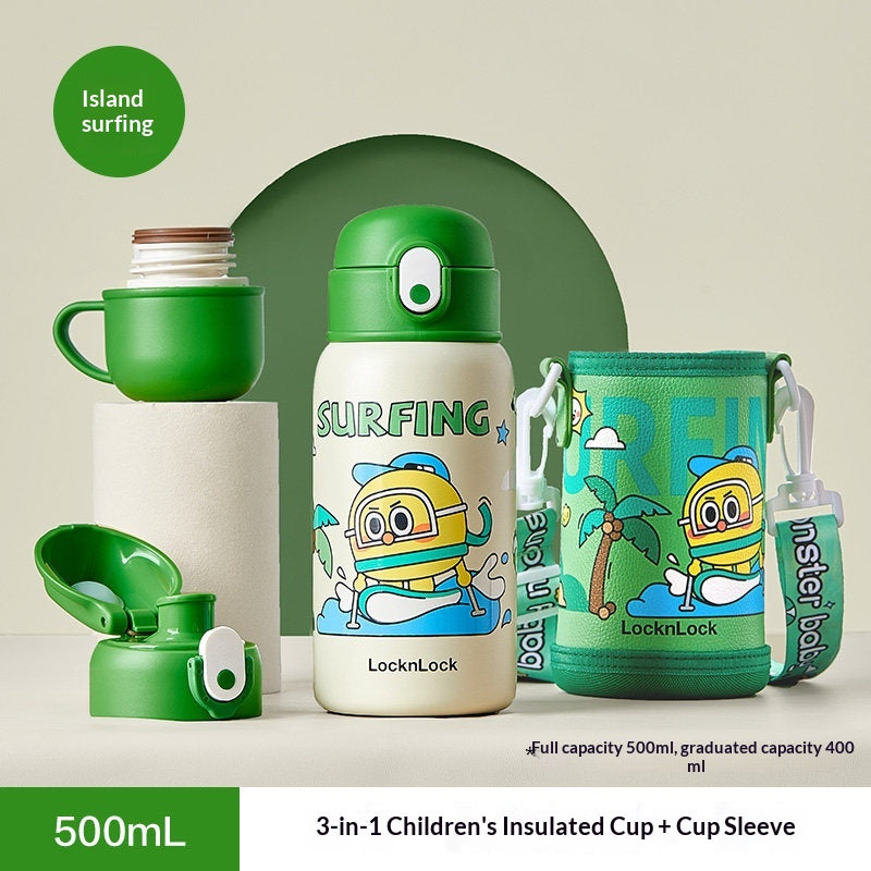 Insulated Children's Straw Cup with Adjustable Strap - 500ml Capacity