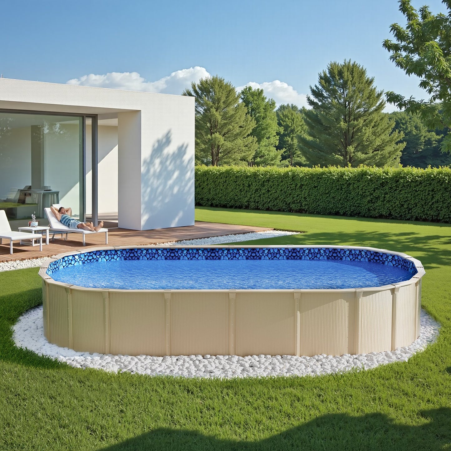 18x33 ft Pool Liner Overlap Style - Durable Vinyl Fit for Above-Ground Pools
