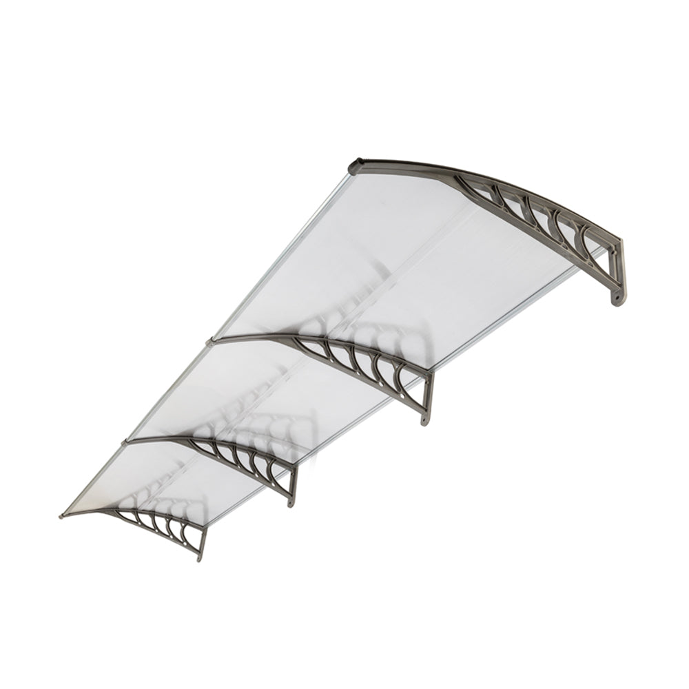 Outdoor Window Awning Canopy 120x38 Inch Polycarbonate Cover Sun Rain Snow Protection Grey