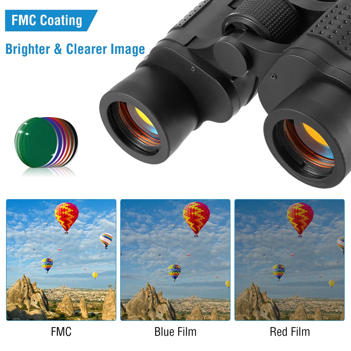 Portable HD Binoculars with Low Light Night Vision - Black