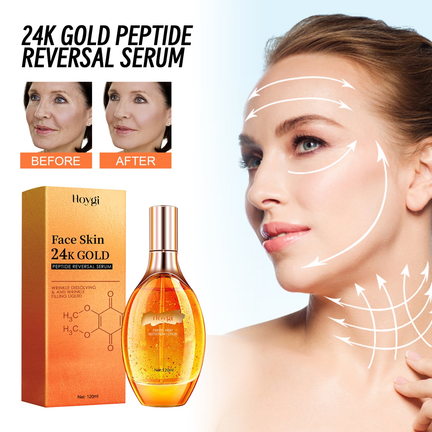 24K Gold Peptide Anti-Aging Serum - Moisturizing & Firming Facial Essence