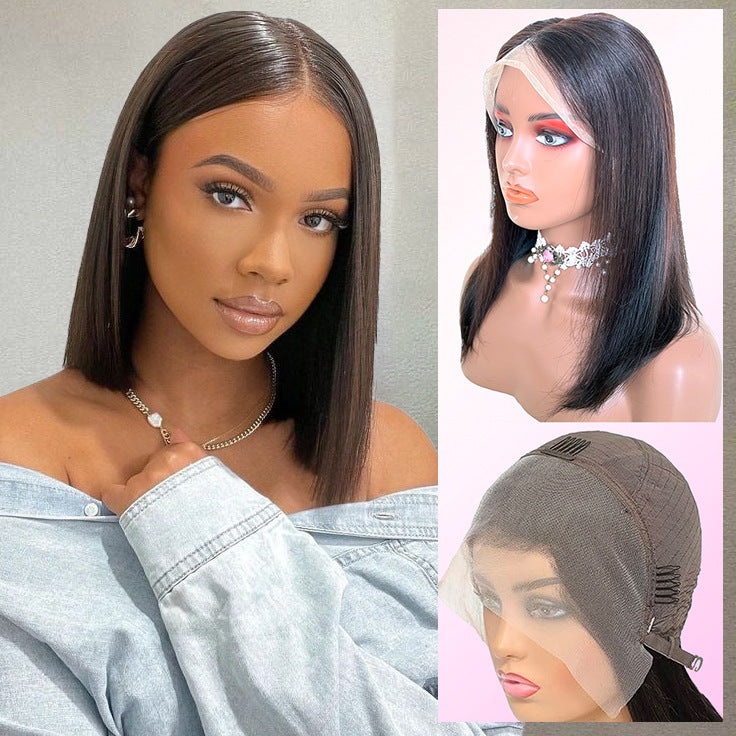 Human Hair Lace Wigs 8-16 Inch Real Silky Hair for Ladies - 1B Color