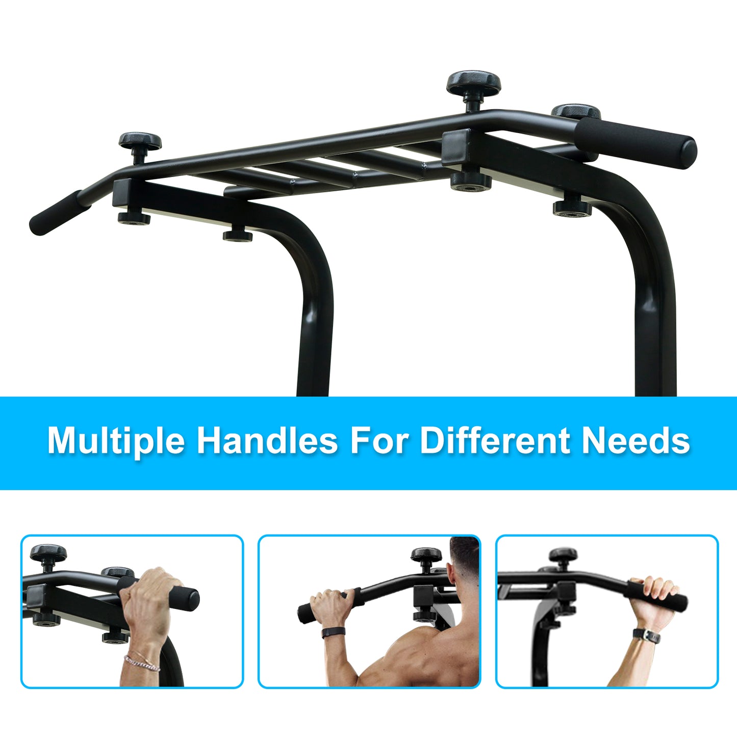 Power Tower Pull Up Bar & Dip Station for Home Gym Fitness - Black