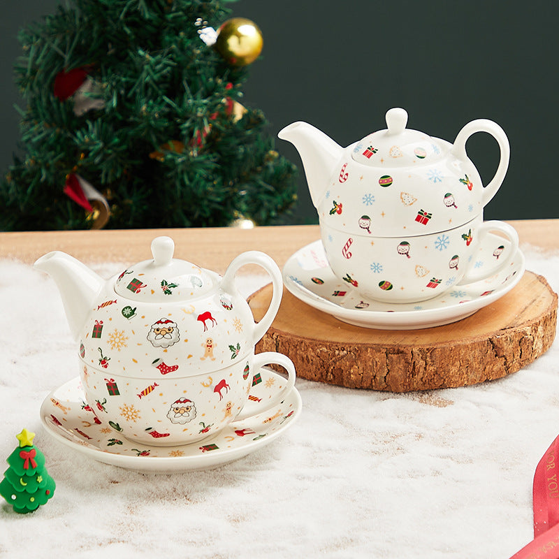Creative Christmas Gold-Plated Ceramic Dinnerware Set - Plates & Cups for Holiday Decor