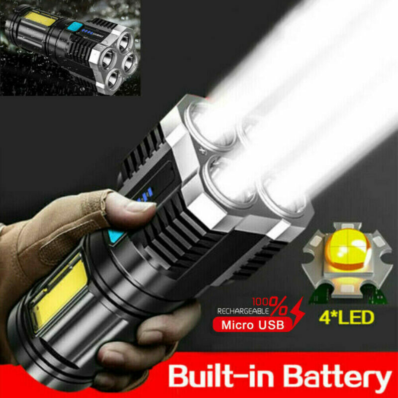 Rechargeable Tactical LED Flashlight with 4 Modes, Waterproof 500m Beam