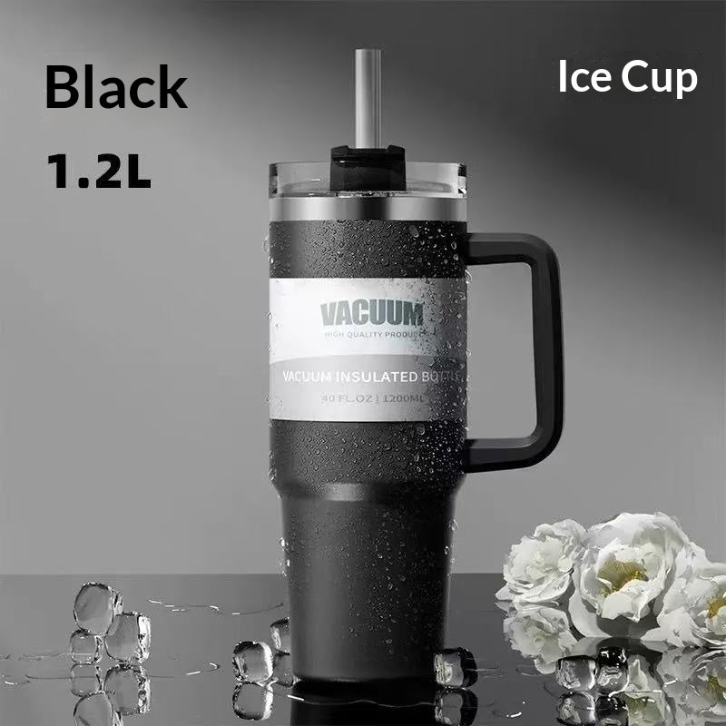 40oz Stainless Steel Iced Coffee Tumbler with Straw – Multiple Colors & 1200ml Capacity