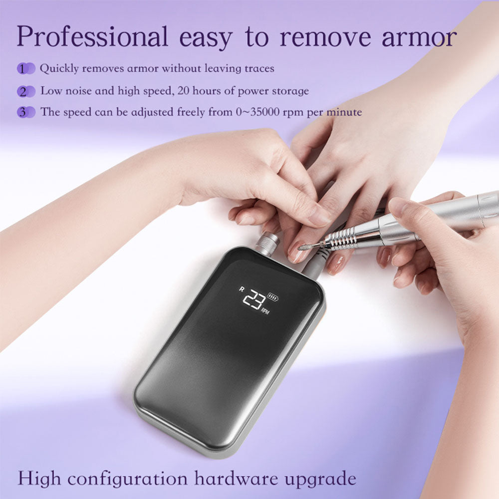 Professional Electric Nail Drill 45000 RPM Cordless E-File - Black