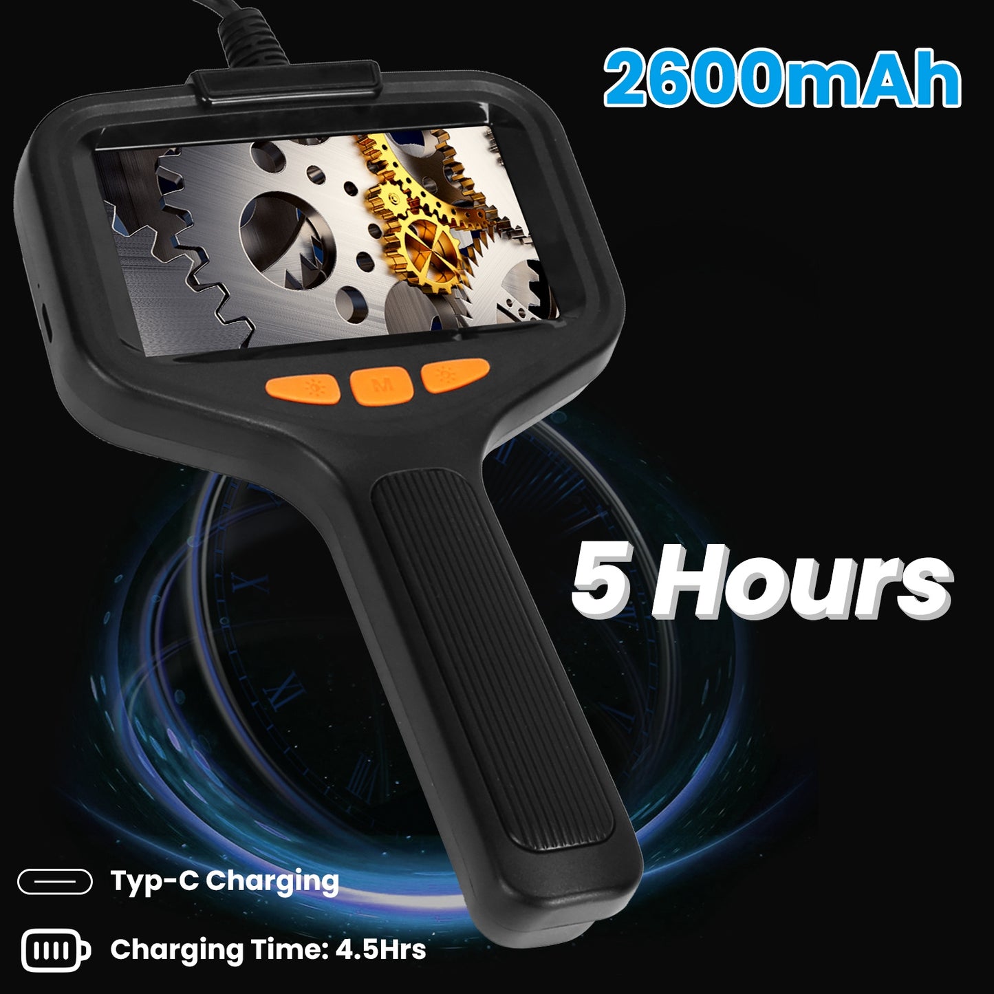 HD Inspection Camera with Light 4.3in Screen 16.4ft Waterproof Borescope for Plumbing & Automotive