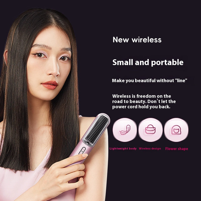 Wireless Hair Straightening Comb with Anion Technology - Portable Electric Hair Tool