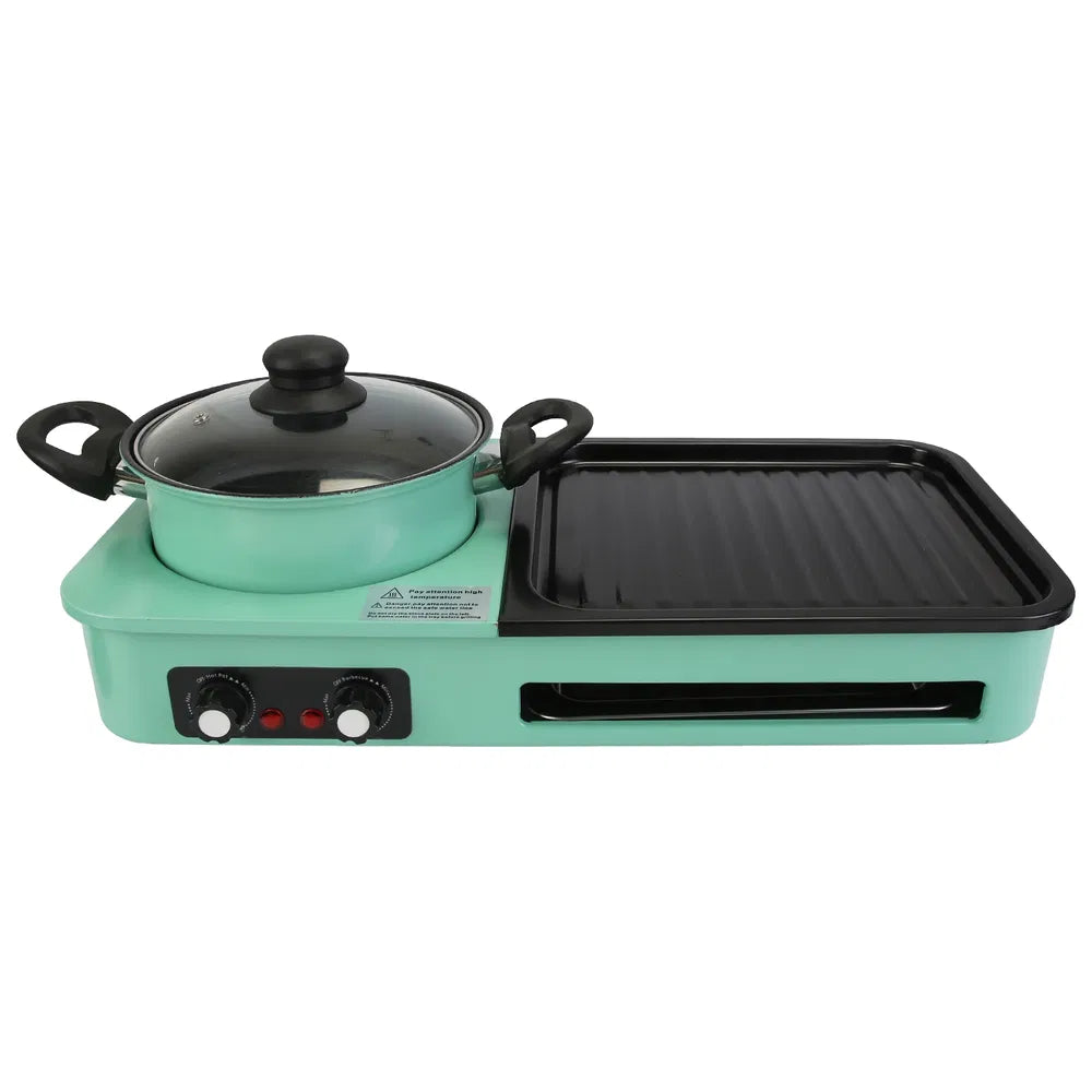 Electric Grill and Hot Pot Combo 1600W Smokeless Korean BBQ Indoor Outdoor