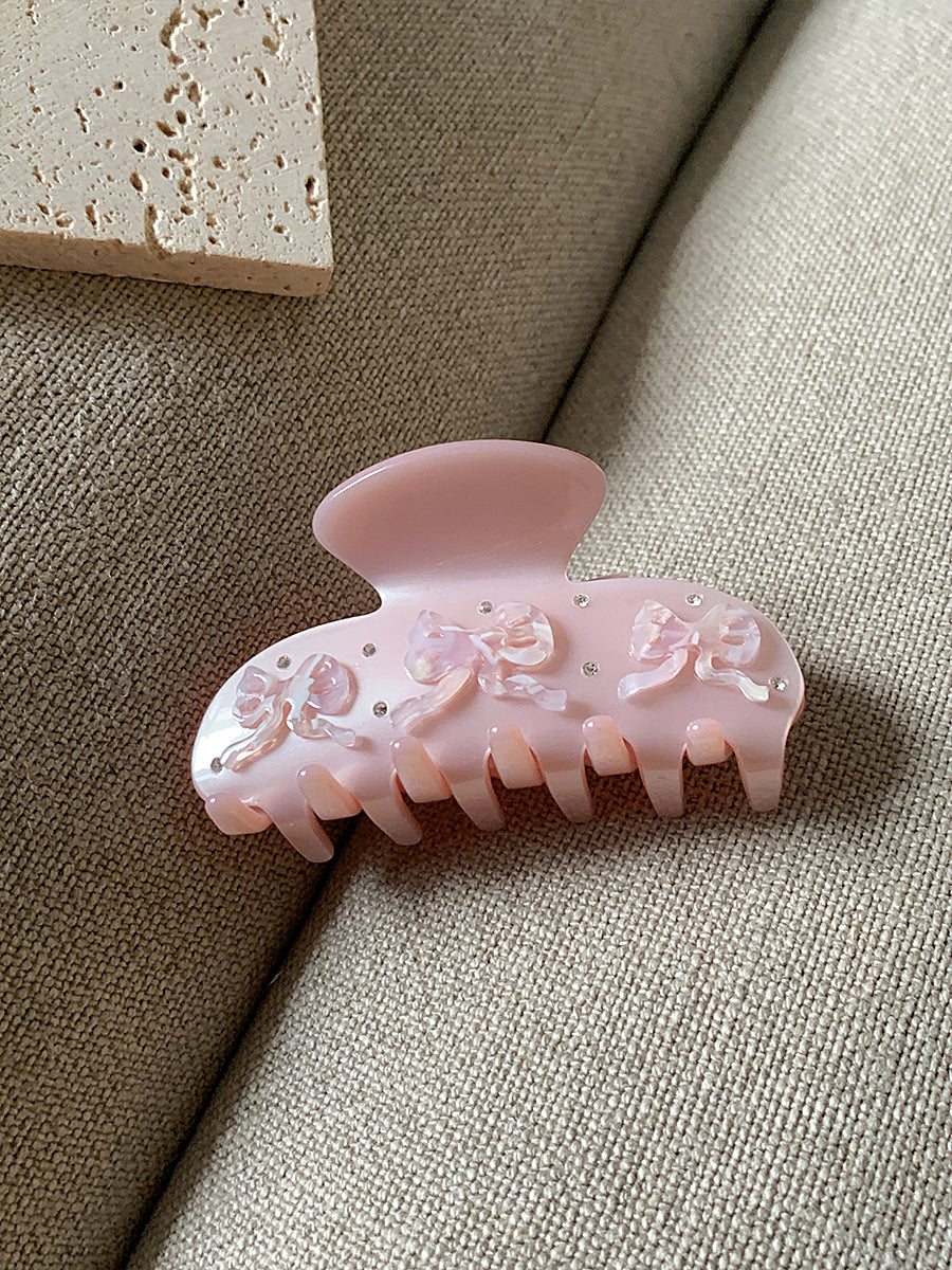 Jelly Colored Bow Hair Clip - Pink