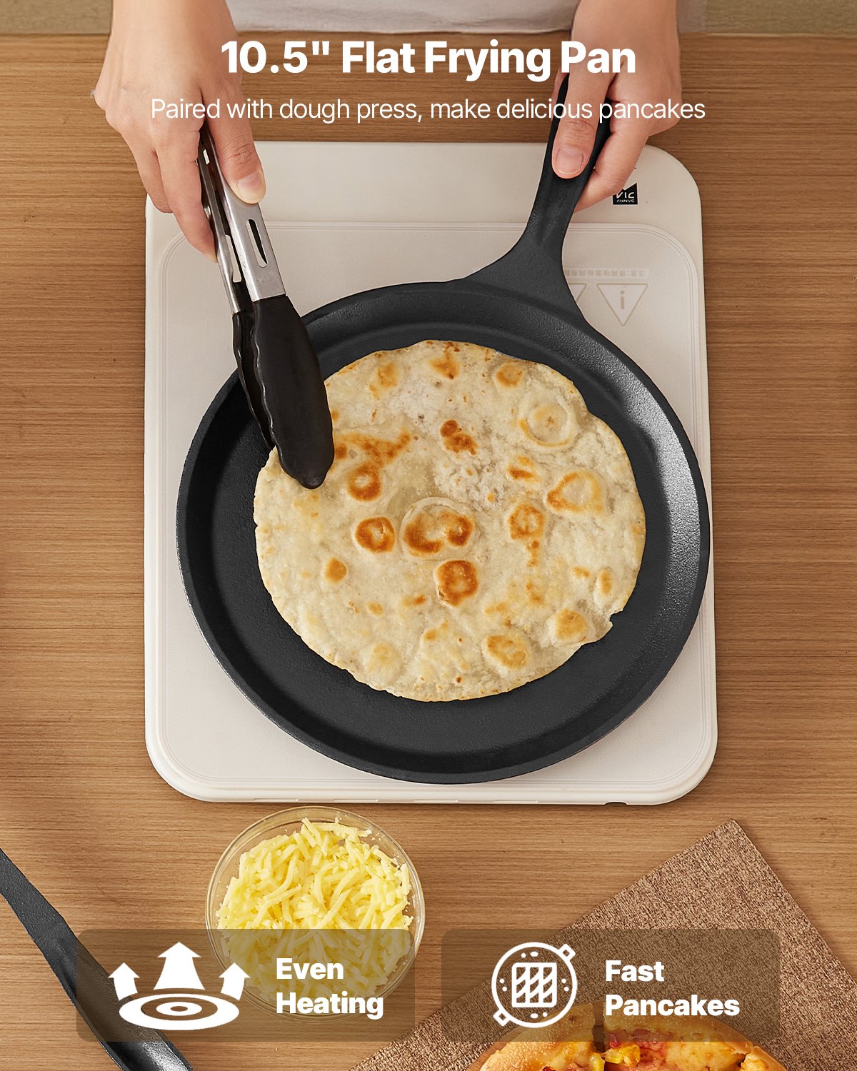 8 Inch Cast Iron Tortilla Press for Roti, Flatbreads & Dough Making - Heavy Duty Kitchen Tool