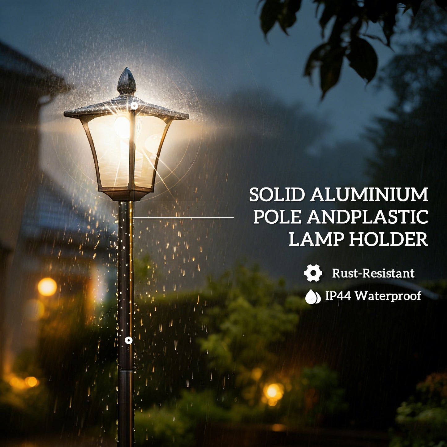 63" Waterproof Solar Lamp Post Lights with Planter - 2 Pack, Black