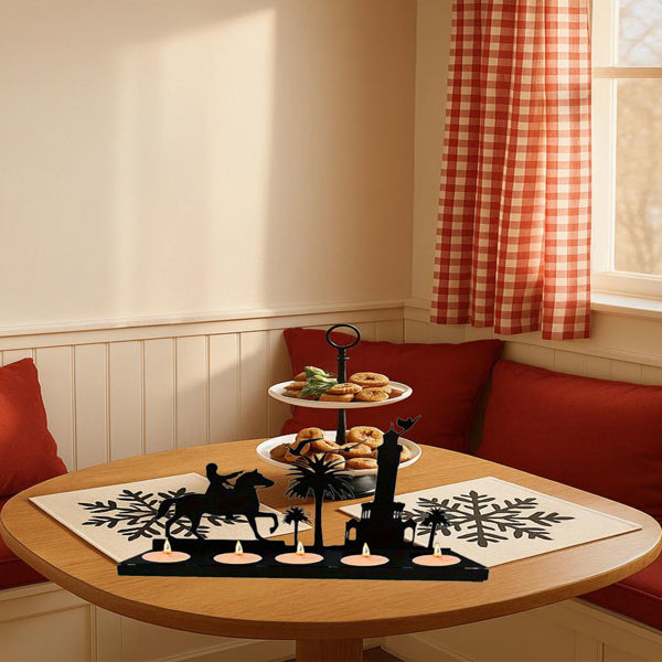 Modern Antler Candle Holders Set - Rustic Wooden Decor