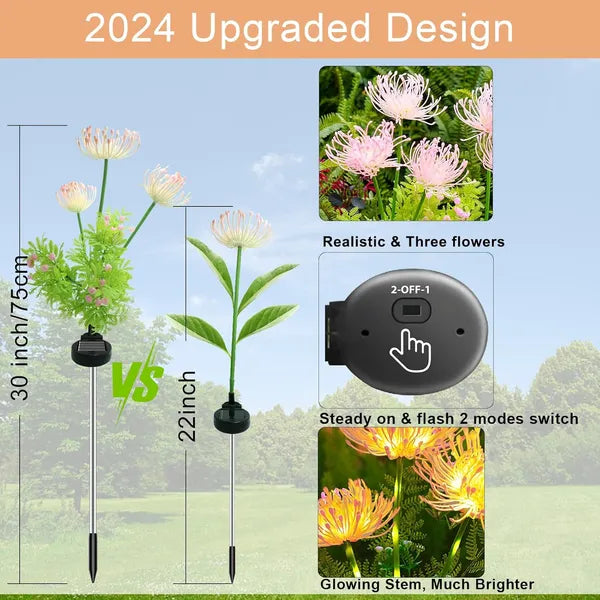 Solar Garden Lights - 4 Pack Outdoor Flower Lights with Modes