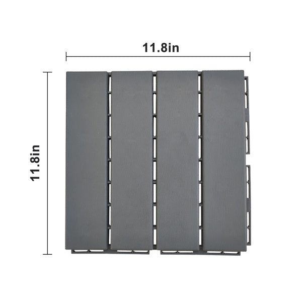 Outdoor Plastic Deck Tiles 30x30cm Dark Grey Interlocking Flooring - Weatherproof, Non-Slip